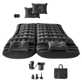 Car Air Mattress, Inflatable Car Camping Mattress, Flocking Thickened Travel Beds, Durable Portable Sleeping Pad with Air Pump, 2 Pillows, Nozzle