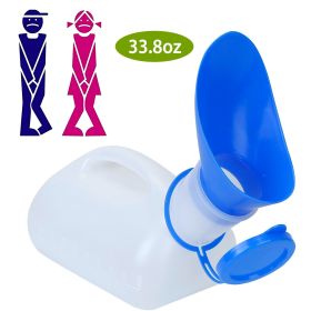 Unisex Potty Urinal Bottle 1000ML/33.8OZ Adult Emergency Urinal Device Portable Outdoor Toilet with Lid Funnel For Car Camping Travel Hospital Ou
